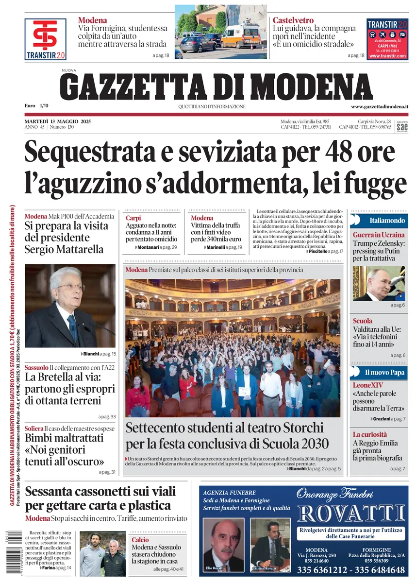 Prima-pagina-gazzetta di modena-oggi-edizione-del-2025-05-13
